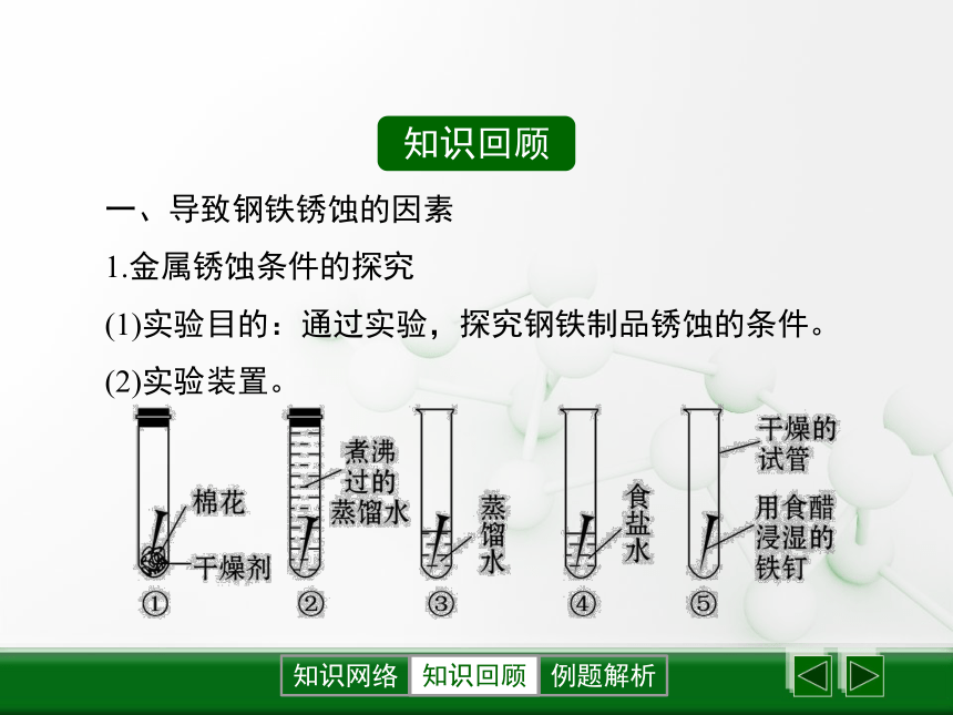 鲁教版（五四制）九年级化学第四单元 金属第3节《钢铁的锈蚀与防护》复习课件（共20张PPT）