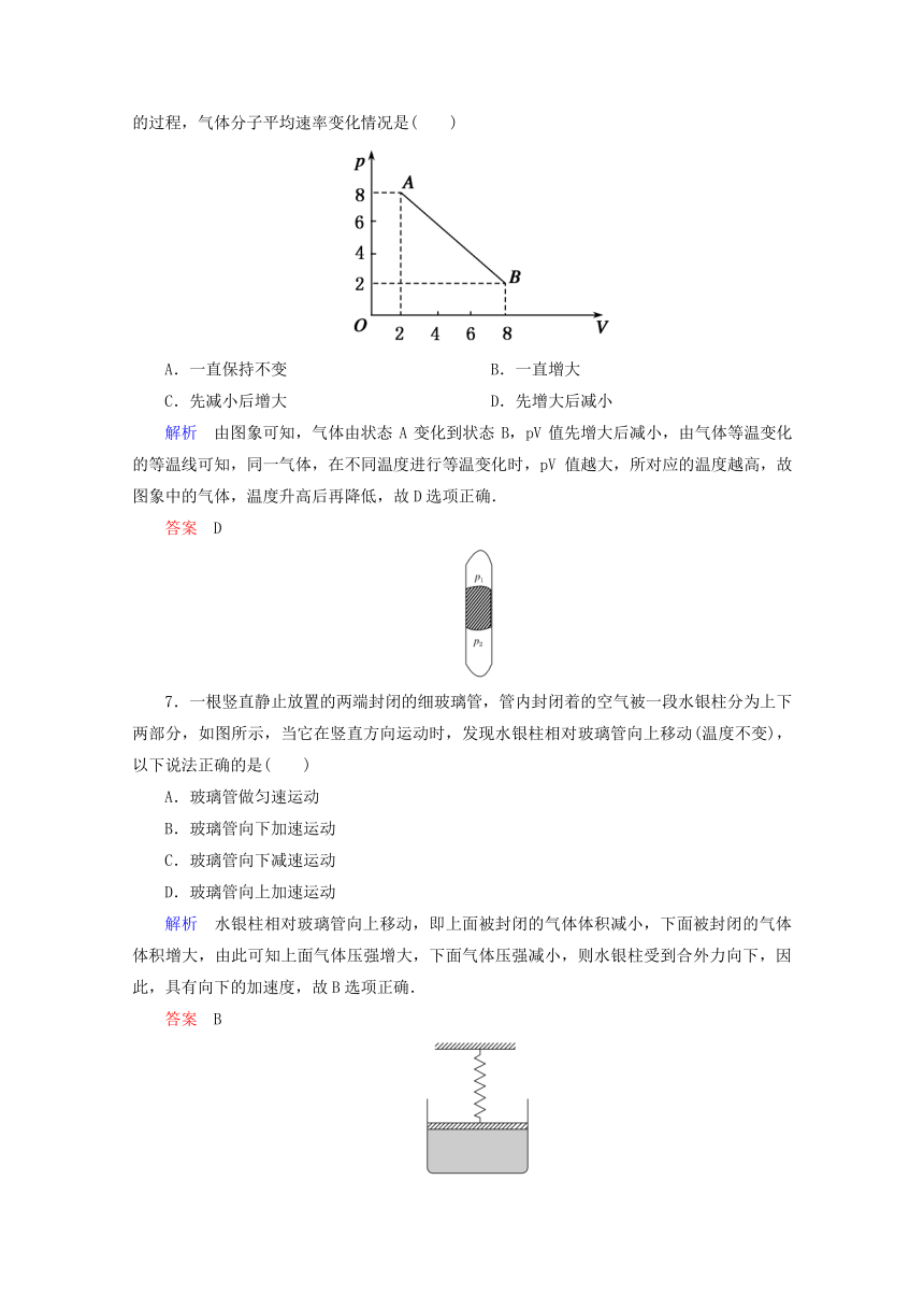 【精品教与学】2014-2015学年高中物理（人教版）选修3-3作业：第8章《气体》1（解析与答案）