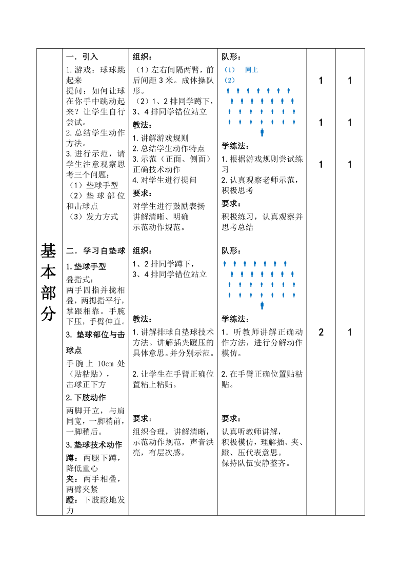 体育与健康人教二年级全一册排球自垫球教案