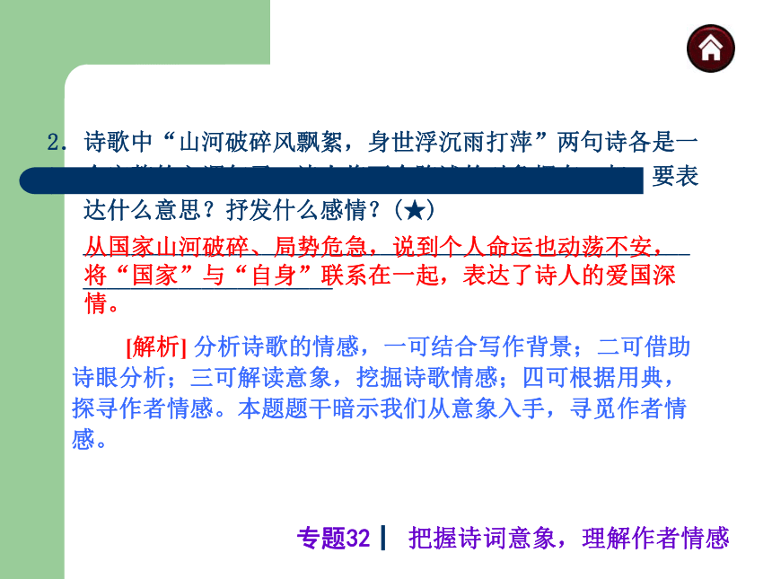 2014届中考语文专题复习诗词鉴赏专题专题32  把握诗词意象，理解作者情感