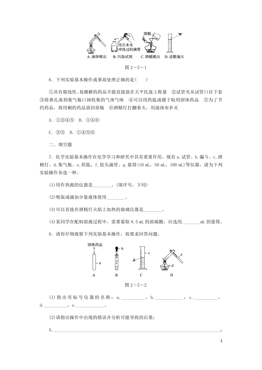 2018年九年级化学上册第1章开启化学之门专题训练二沪教版