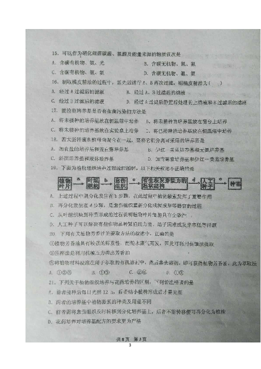 吉林省通榆一中2018-2019学年高二下学期第二次月考生物试题（扫描版含答案）