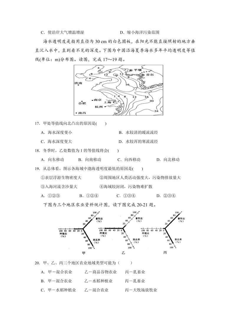 湖北省黄冈麻城市实验高中2020-2021学年高二10月月考地理试卷 Word版含答案