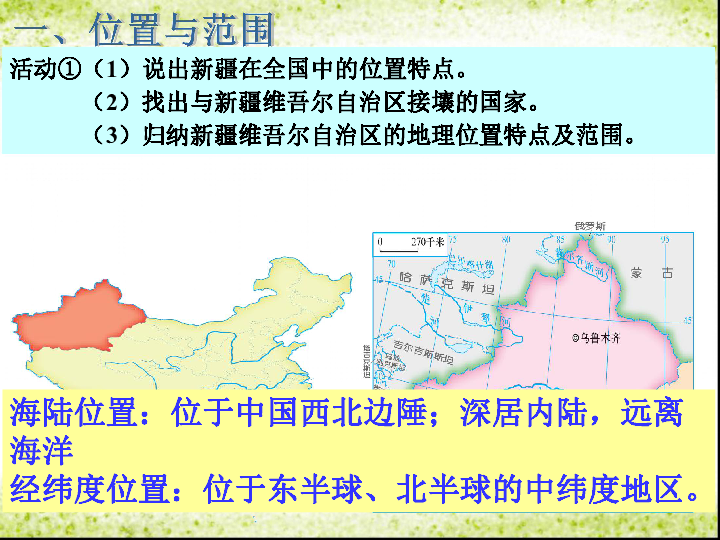 湘教版八下地理 8.3新疆维吾尔自治区的地理概况与区域开发 课件23张PPT