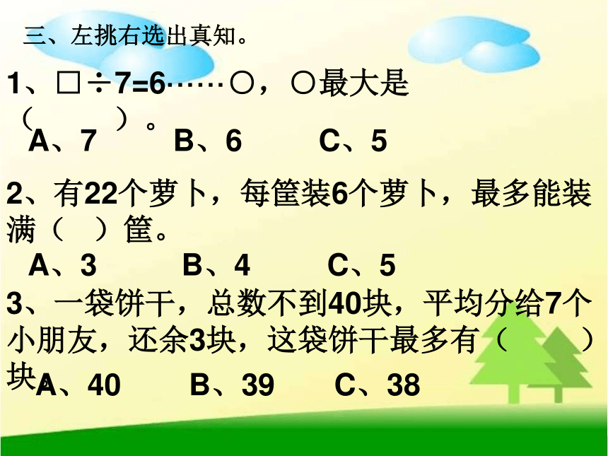 人教版数学二下有余数的除法整理和复习课件