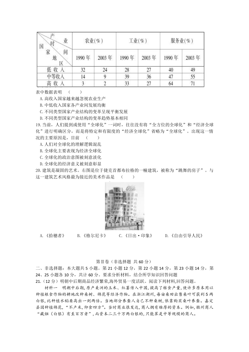 江苏省溧水高级中学2019届高三上学期10月学情调研考试历史试题