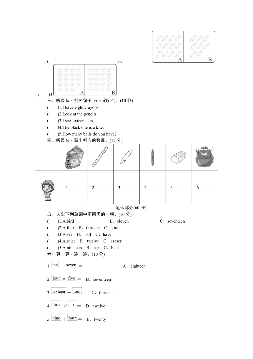 Unit 6 How many? 单元测试（含听力书面材料和答案）