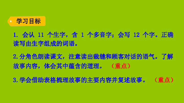 三年级下册语文25慢性子裁缝和急性子顾客课件(共43张PPT)