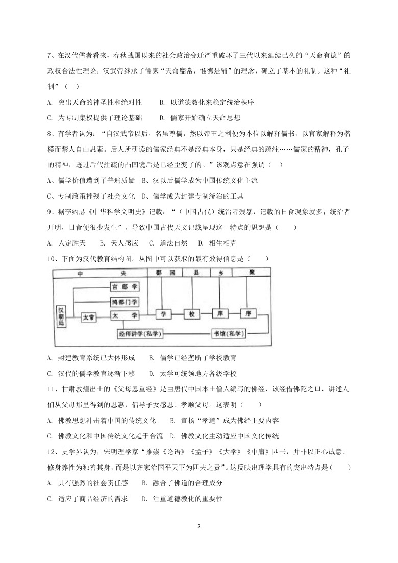 吉林省长春市第151中学2020-2021学年高二上学期第一次月考历史试题（希望班） Word版含答案