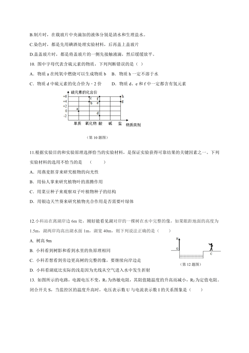 浙江省宁波市鄞州实验中学2018届九年级3月联考科学试题卷