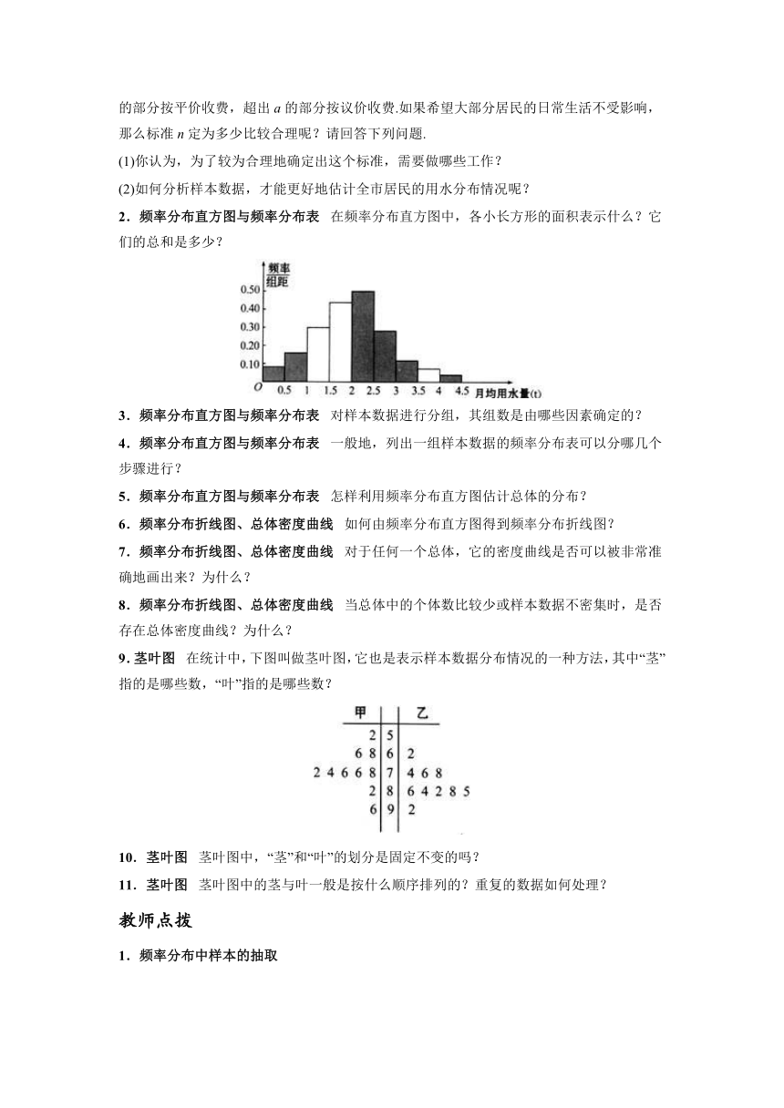 2.2.1 用样本的频率分布估计总体分布 学案（含答案）