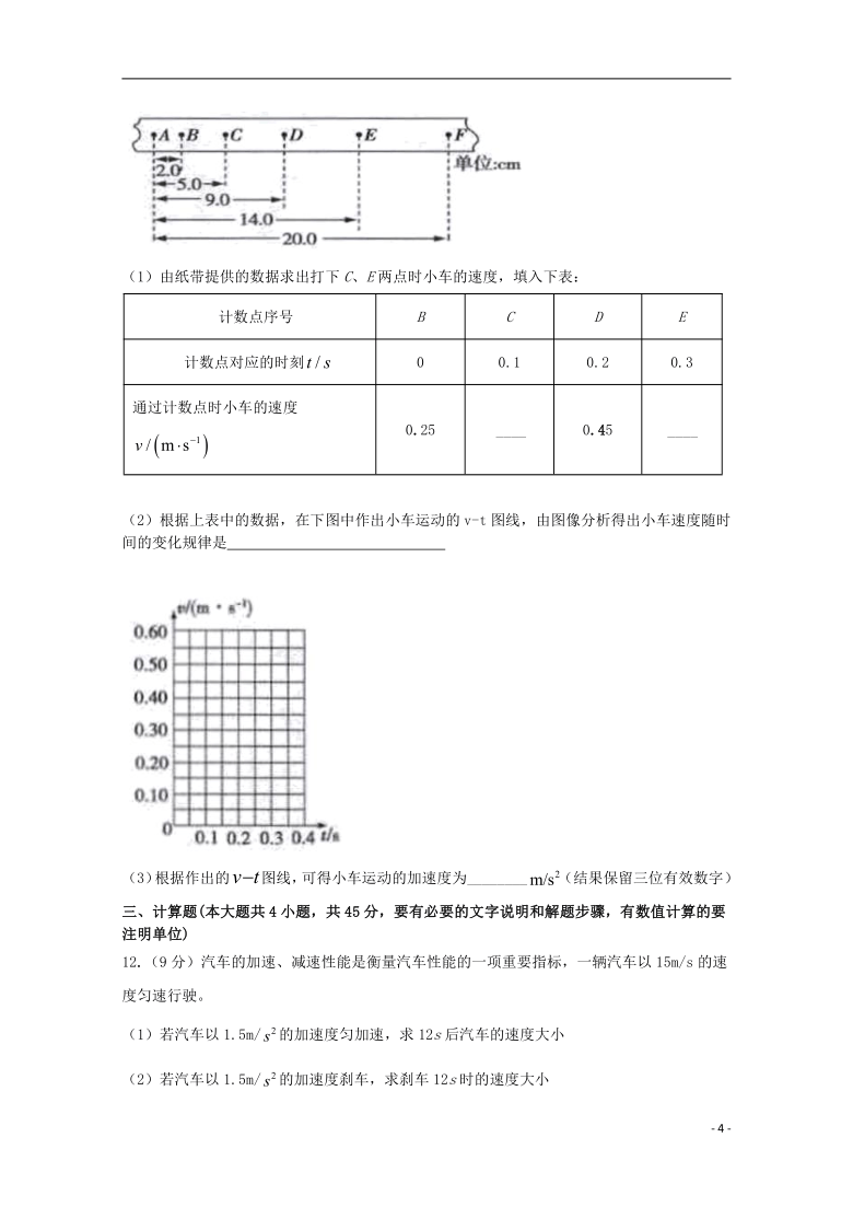 安徽省阜阳市界首中学2020_2021学年高一物理10月月考试题A卷