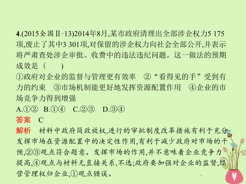 2019年高考政治一轮复习专题四社会主义市场经济（含最新2018高考真题）课件