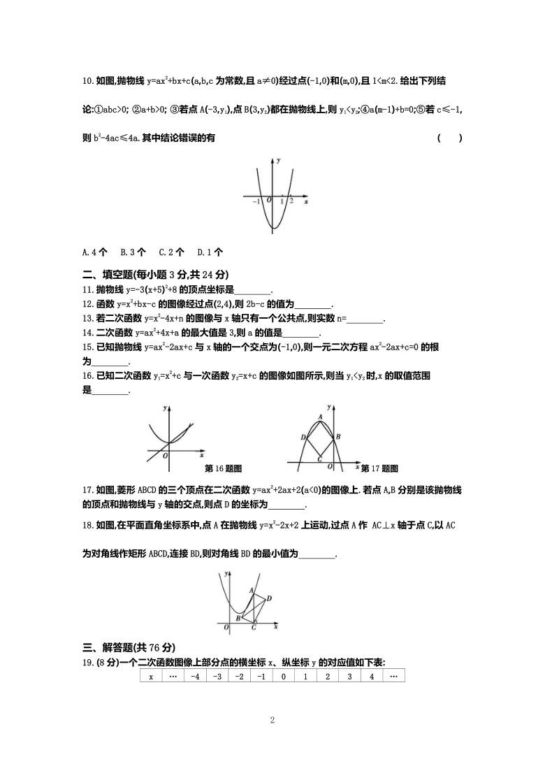 苏科版九年级下册数学单元测试卷 第5章二次函数综合能力检测卷（word解析版）