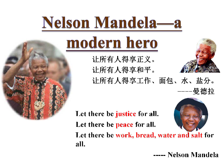 人教版（新课程标准）英语必修一：Unit 5 Nelson Mandela--warming up&reading课件（20张PPT）