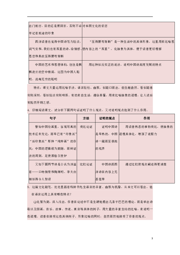 2018—2019学年高中语文新人教版必修5试题：第10课谈中国诗（含解析）