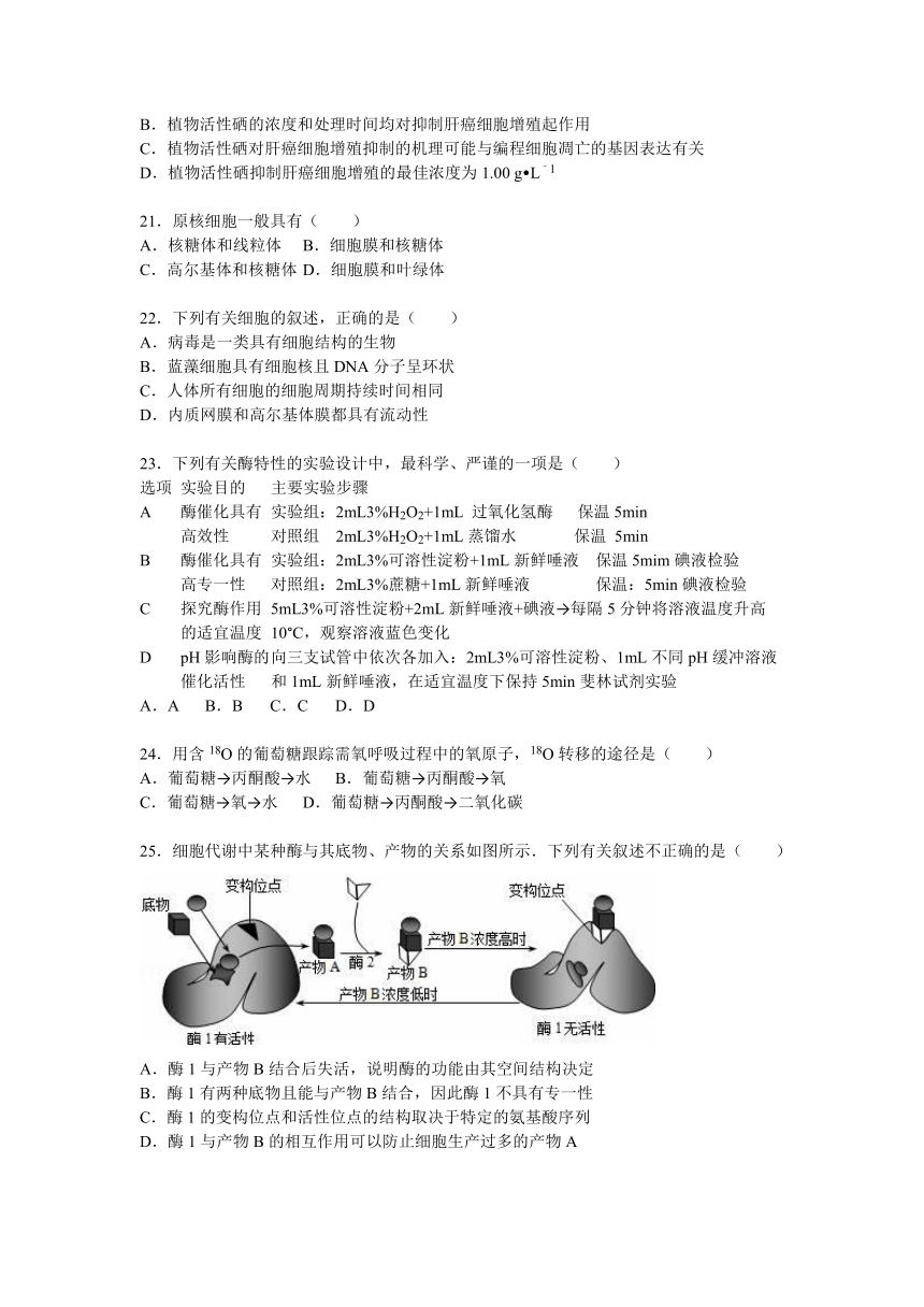 福建省莆田市仙遊縣楓亭中學2016屆高三上第二次月考生物試卷解析版