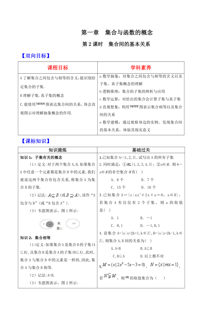 专题1.1.2集合间的基本关系-2019届数学高一（必修一）全新视角透析Word版含解析