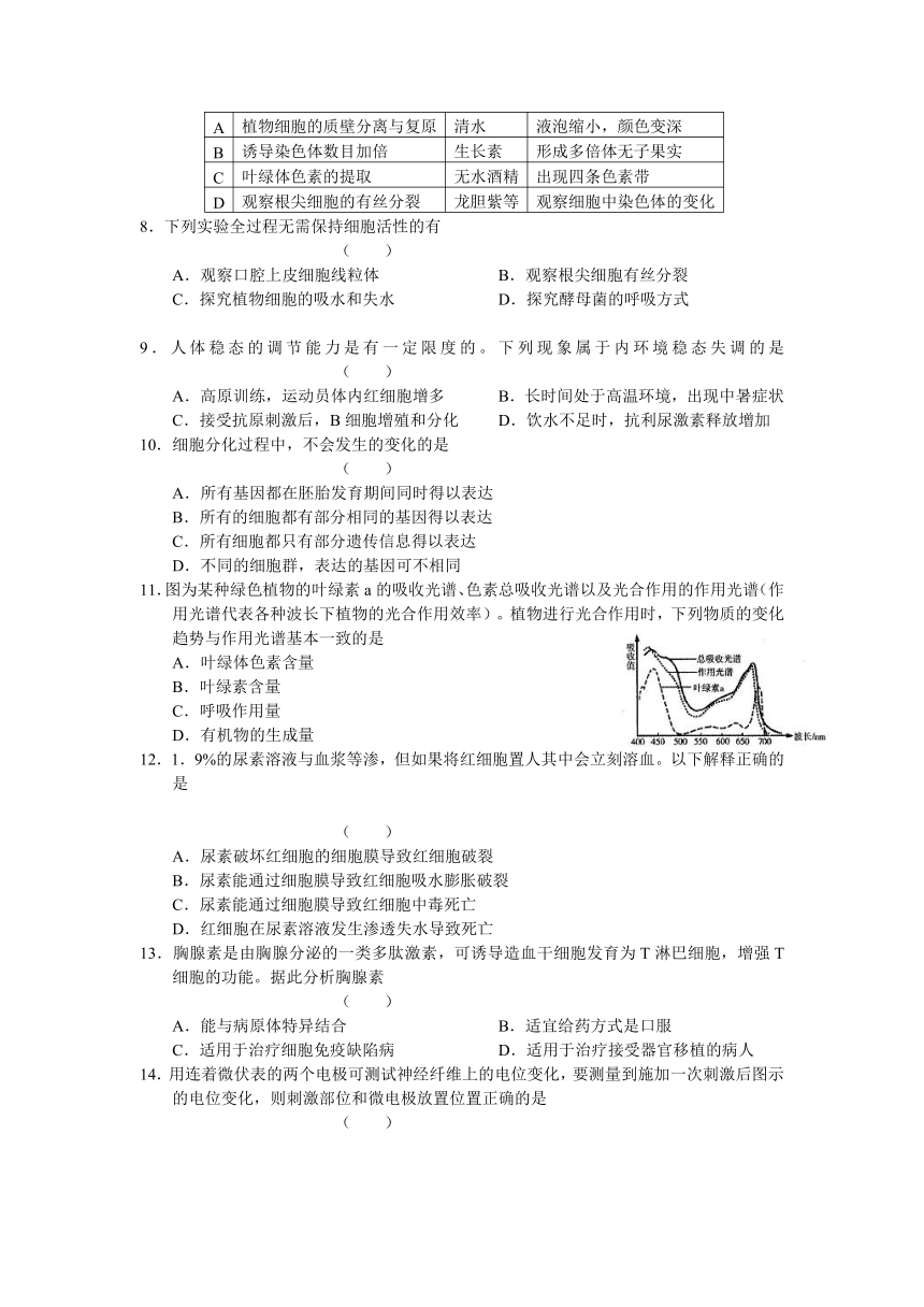 福建省福州市12-13学年度高三上学期期末质检word版生物