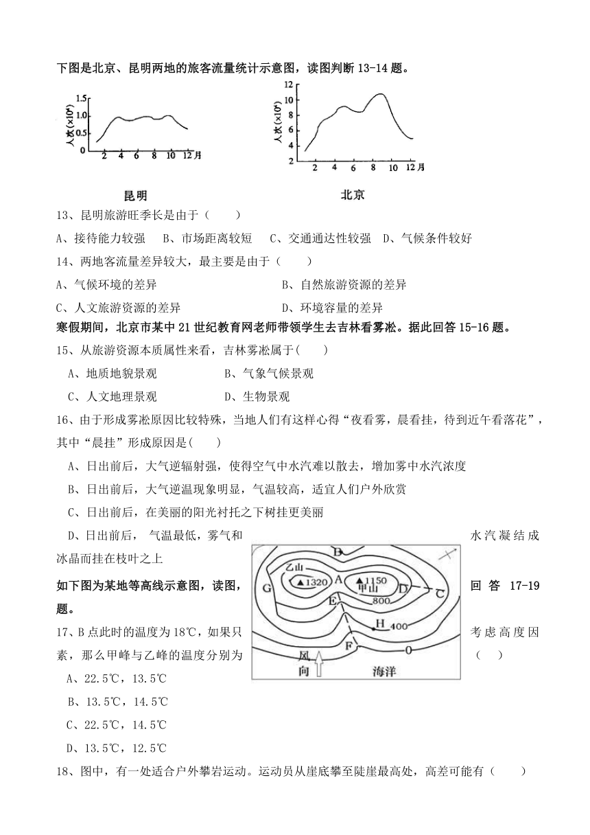 新疆哈密地区二中2016-2017学年高二下学期期中考试地理试题 Word版含答案