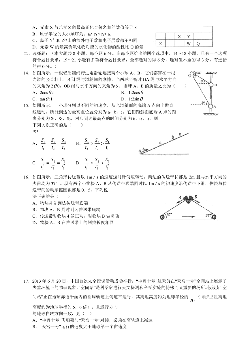 江西省上饶市重点中学2014届高三六校第二次联考理综试题（word版）