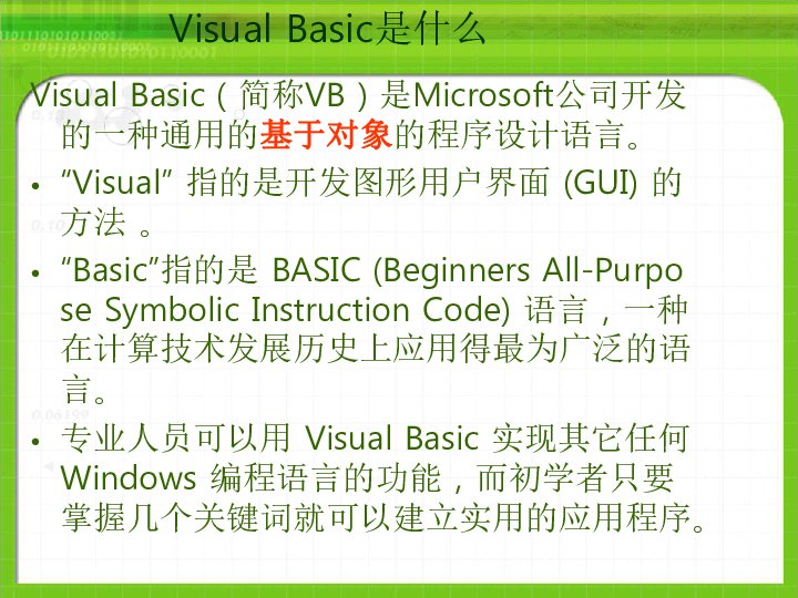 2.1vb语言及程序开发环境课件（20张幻灯片）