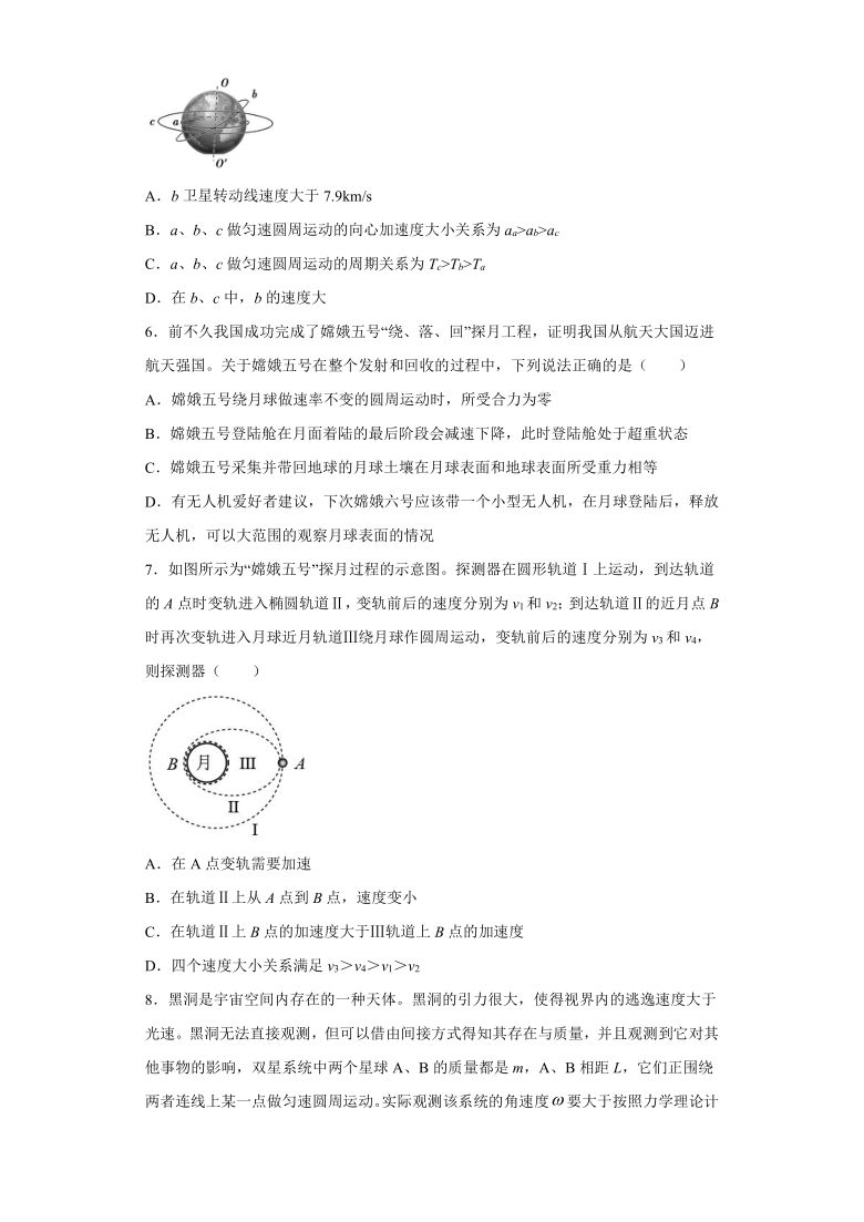 第七章《万有引力与宇宙航行》测试题（word含答案）-2020-2021学年高一下学期物理人教版（2019）必修第二册