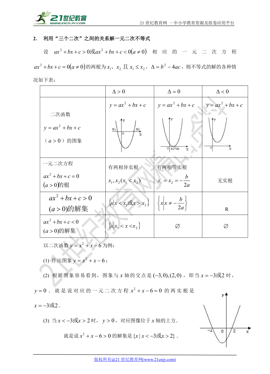 初高中数学预习衔接教材  3.2 一元二次不等式的解法（学案）