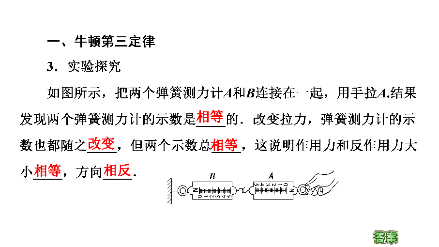 （四川2020--2021学年物理人教版必修1：第4章 5　牛顿第三定律44张PPT