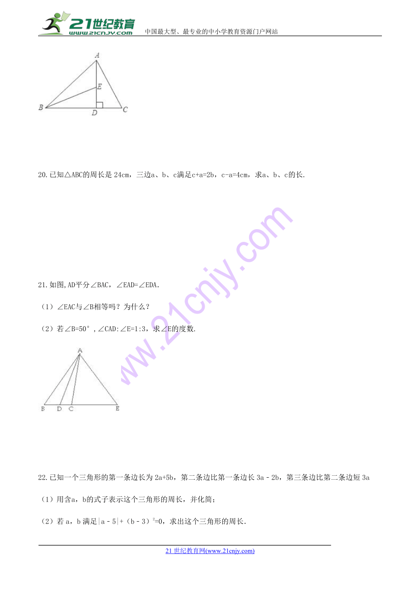 人教版八年级数学上册 11.2 三角形边与角的关系同步培优卷(含答案)