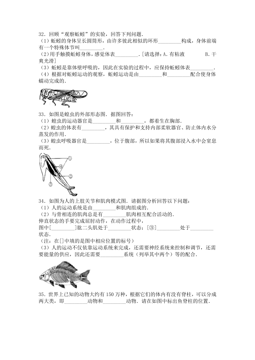 福建省厦门市翔安区联考2015-2016学年上学期八年级（上）期中生物试卷（解析版）