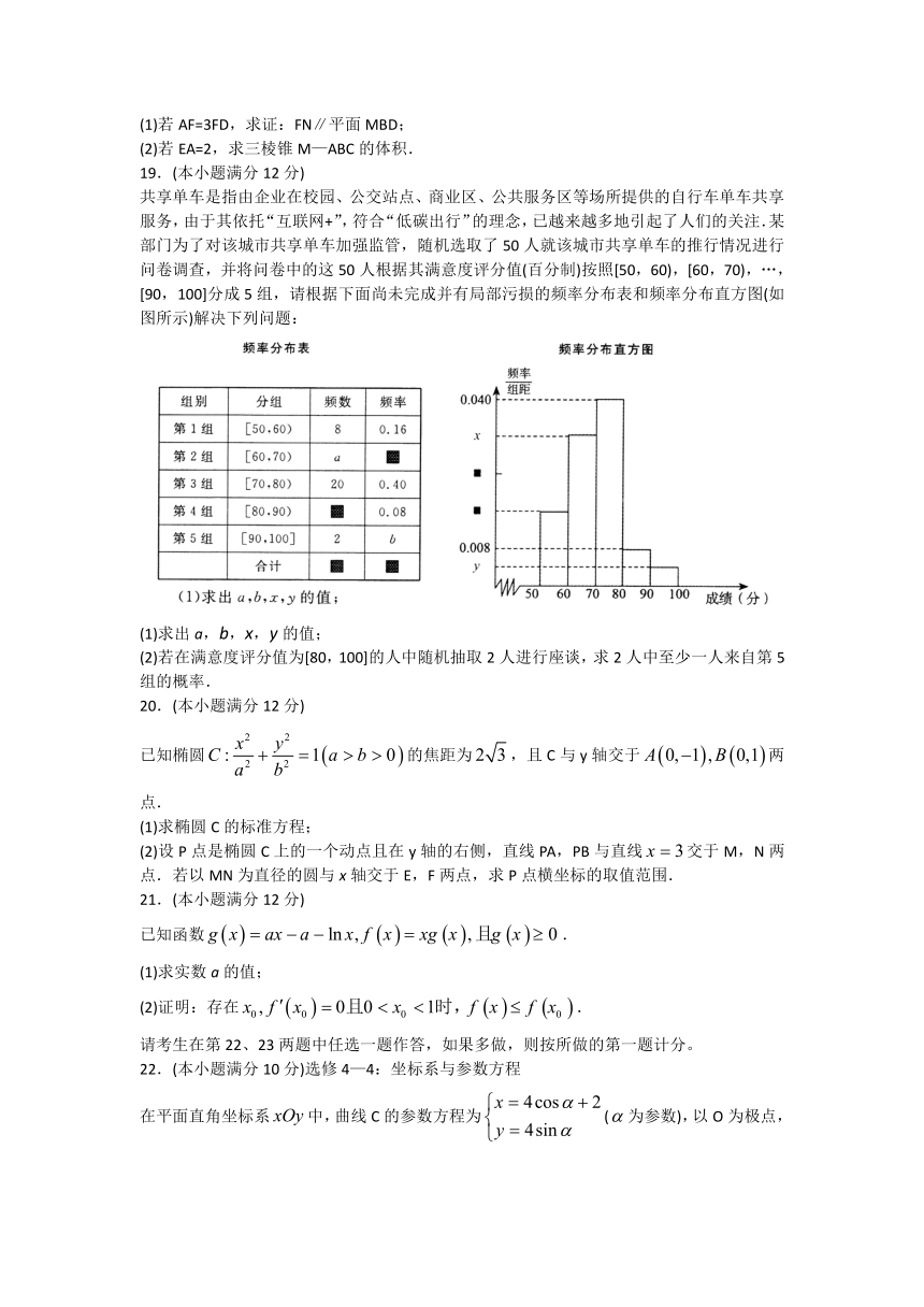 山东省日照市2018届高三下学期第一次模拟考试数学（文）试题+Word版含答案