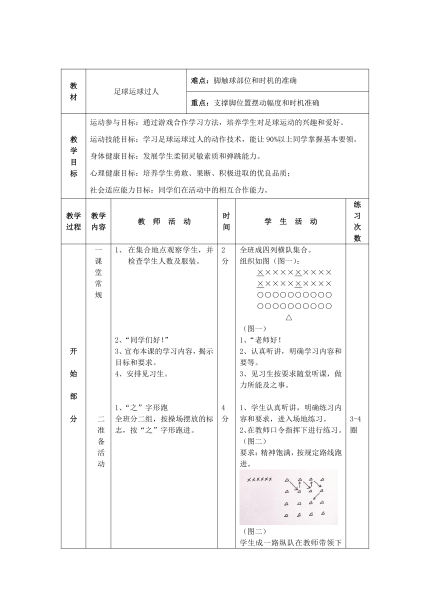 第三章 足球-运球过人 教学设计-2021-2022学年初中《体育与健康》人教版八年级全一册