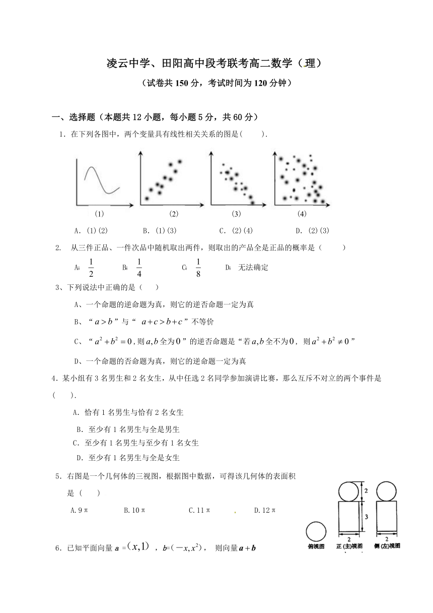 广西壮族自治区田阳高中2016-2017学年高二上学期期中考试数学（理）试题