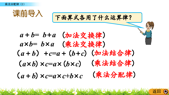 北师大版四年级上册 4.7 乘法分配律（2）课件(共20张PPT)