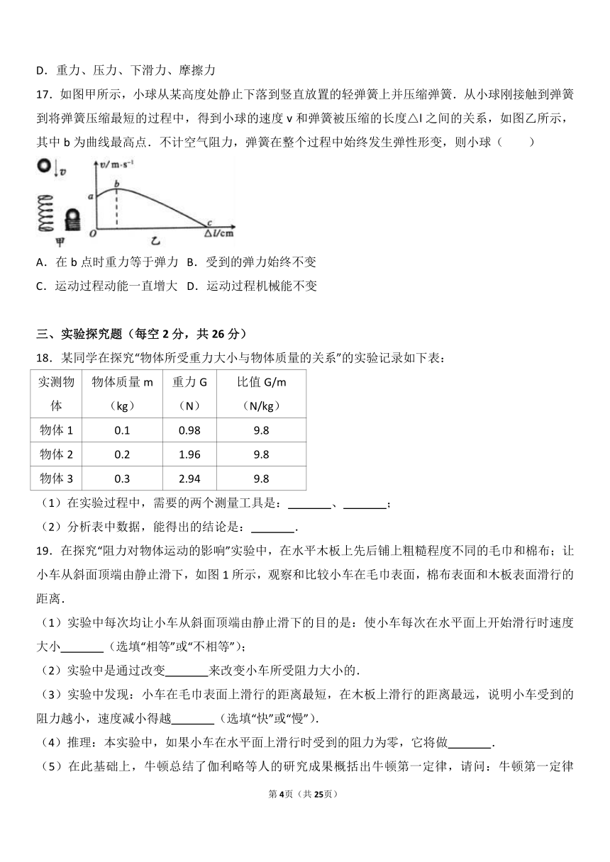 安徽省安庆市2016-2017学年八年级（下）期末物理试卷（解析版）