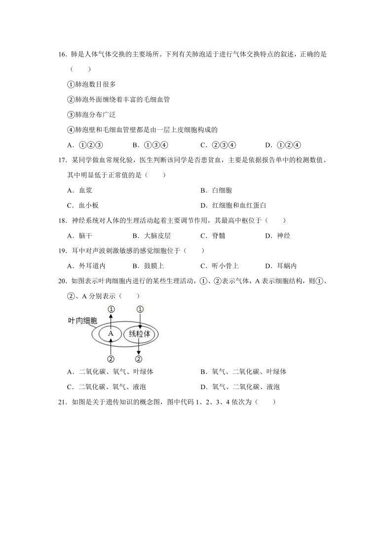 2021年福建省中考生物模拟试卷（word版含解析）