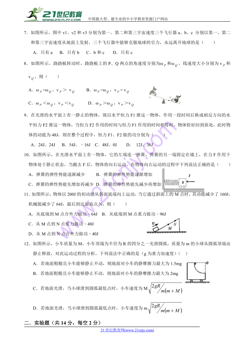 江西省樟树中学2017-2018学年高一下学期第二次月考物理试题 Word版含答案