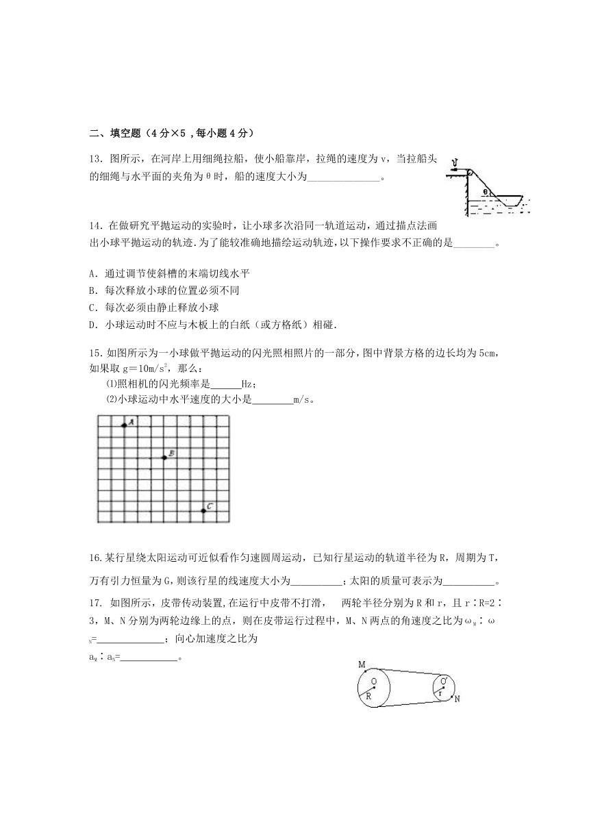 湖南省邵东县2016_2017学年高一物理下学期期中试题