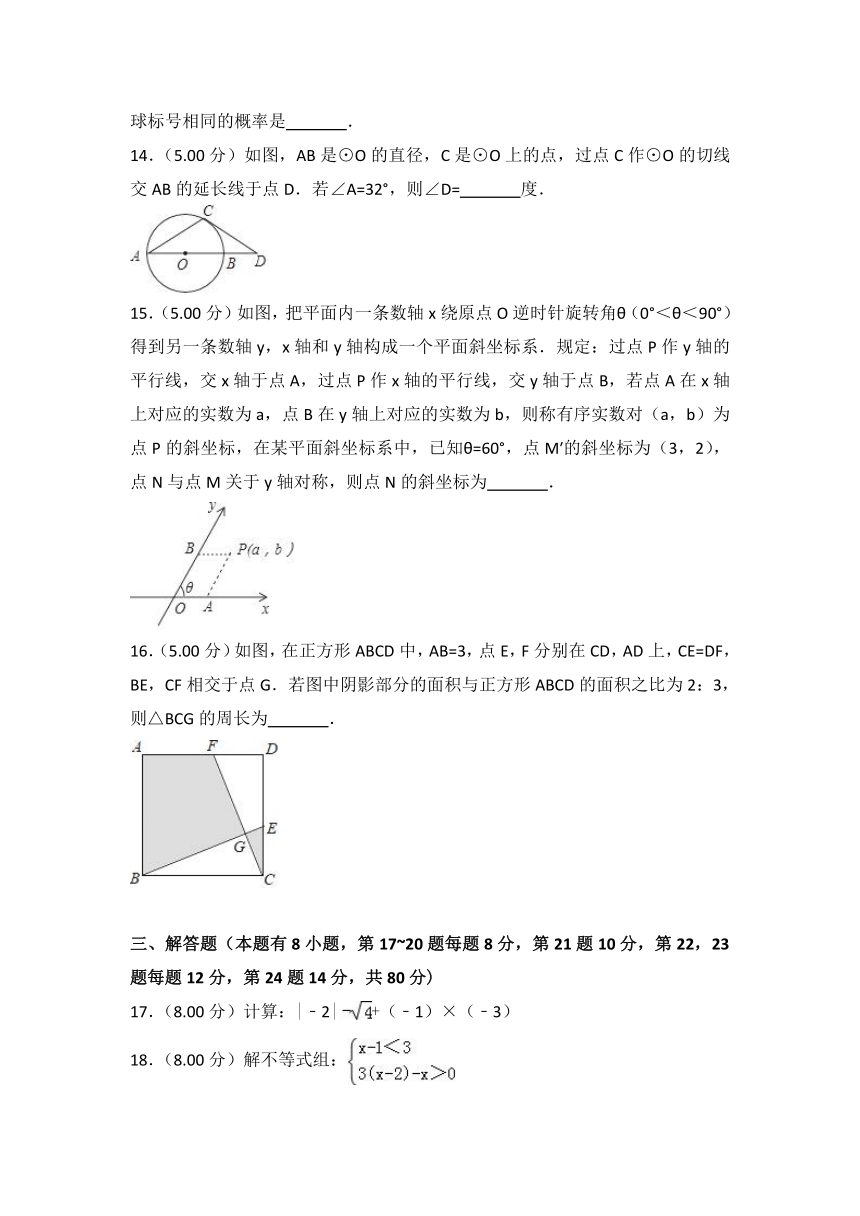 2018年浙江省台州市中考数学试卷（word解析版）