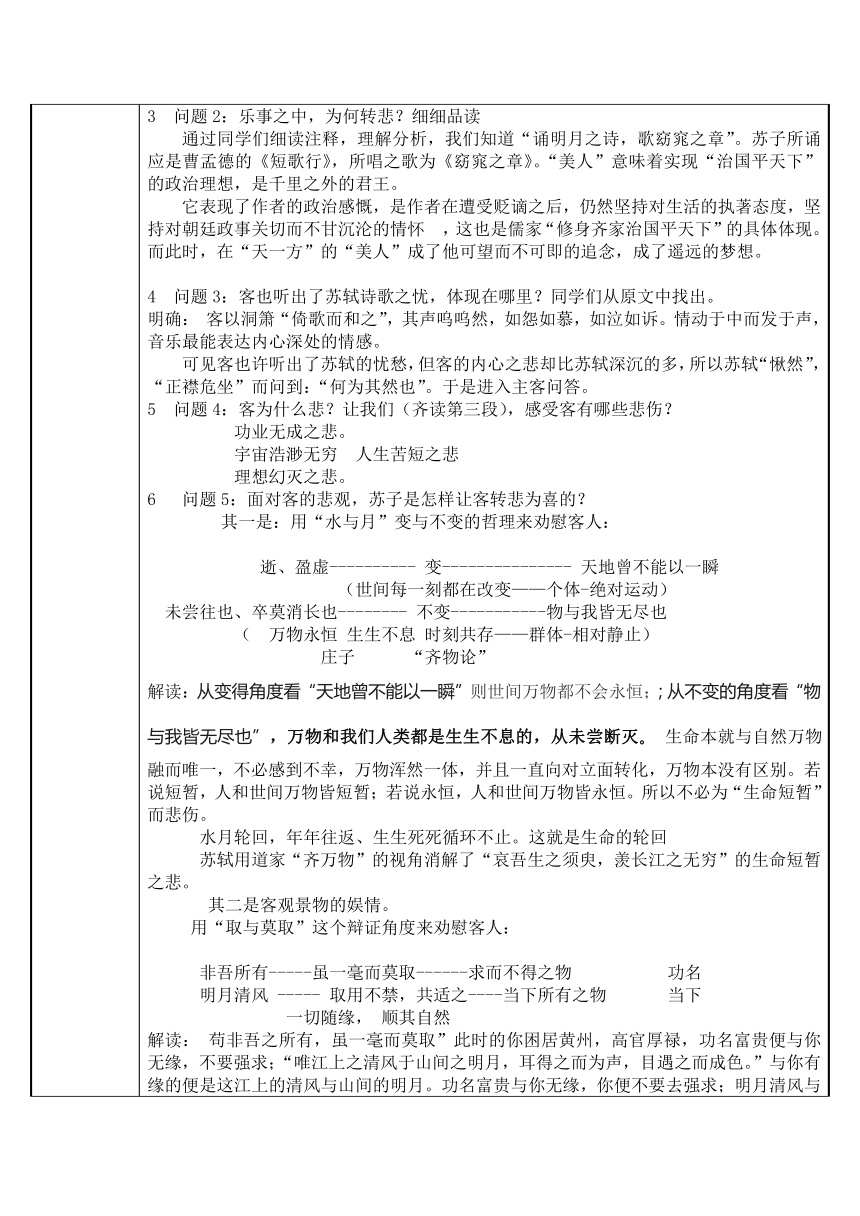 人教部編版高中語文必修上冊161赤壁賦教案表格式