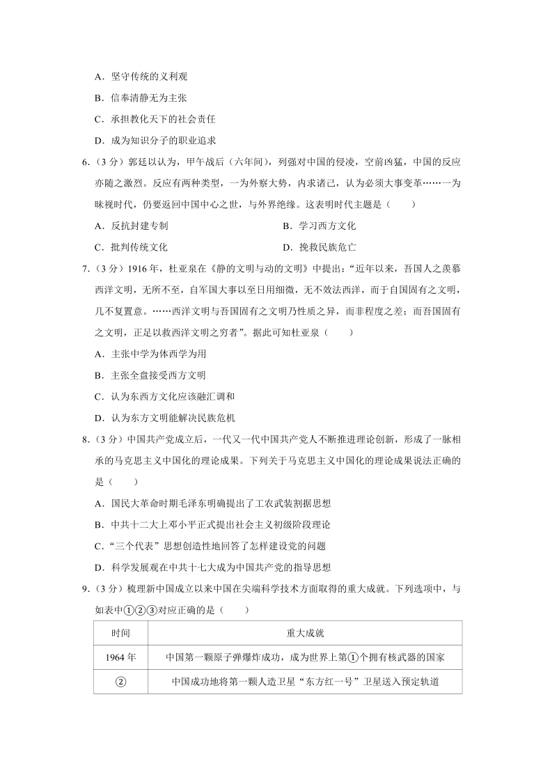 【解析版】湖南省永州市2020-2021学年高二（上）期末历史试卷