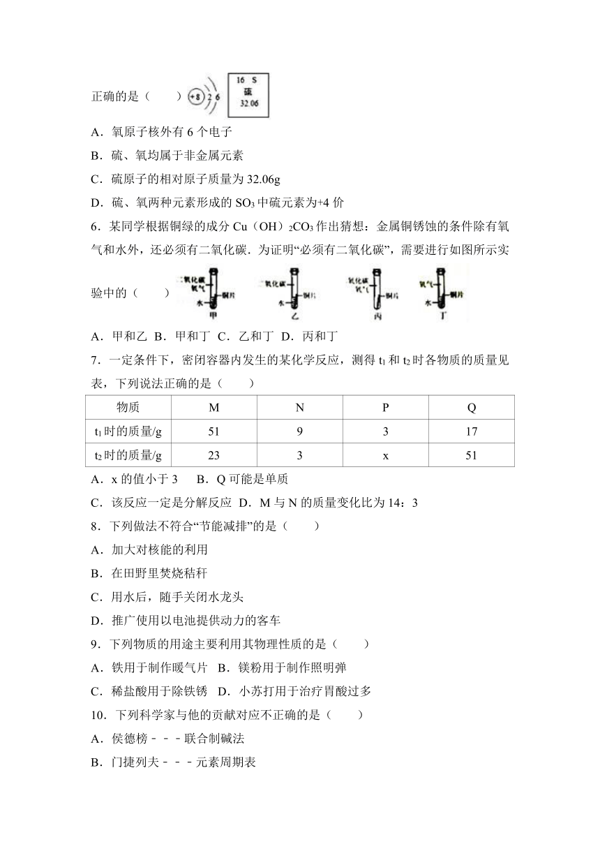 河北省2017年中考化学试题（精校word版，含答案）