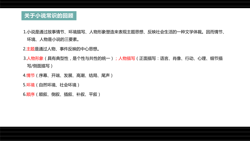 高考语文第一轮总复习名师课件第23课：阅读*小说（一）--文体特点、阅读方法