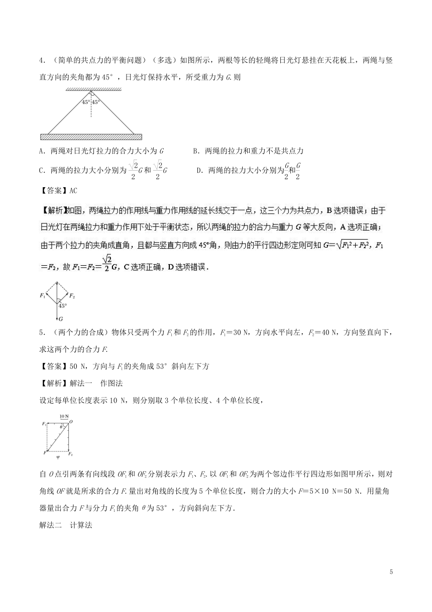 专题07力的合成与分解重、难点通关学案新人教版必修1