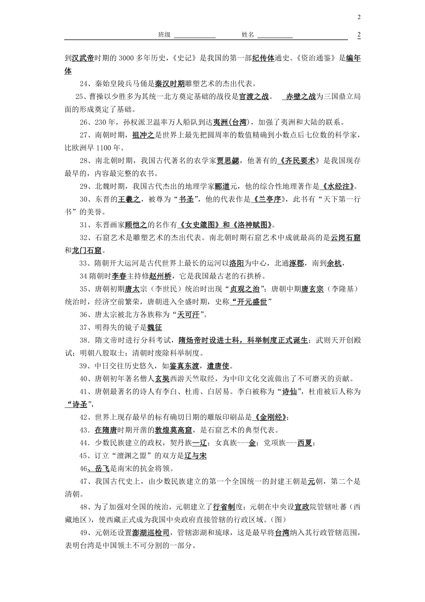 中考历史总复习资料