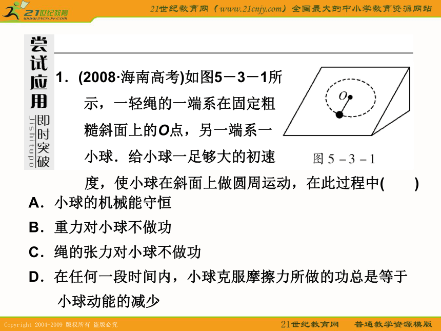 广东省2011年高考物理一轮复习5.3《机械能守恒定律及其应用》课件