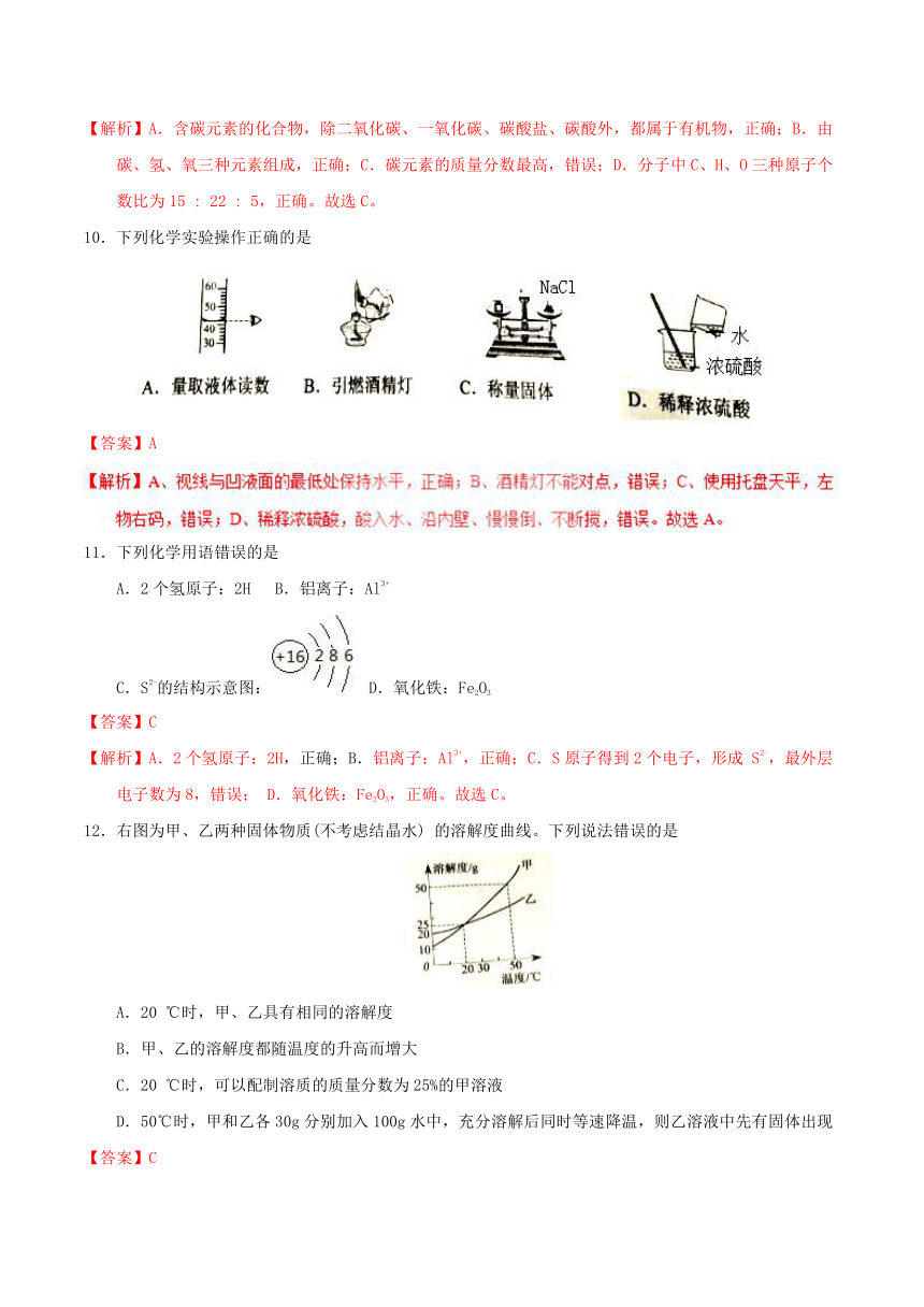 江苏省盐城市2017年中考化学试题（word解析版）