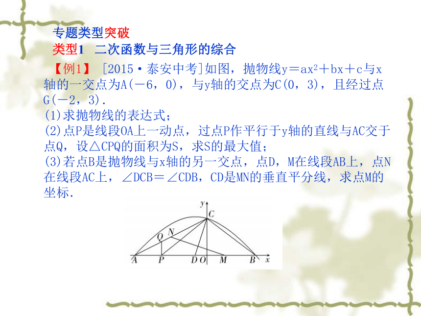 2018年泰安市中考数学题型专项5《二次函数与几何图形》复习课件