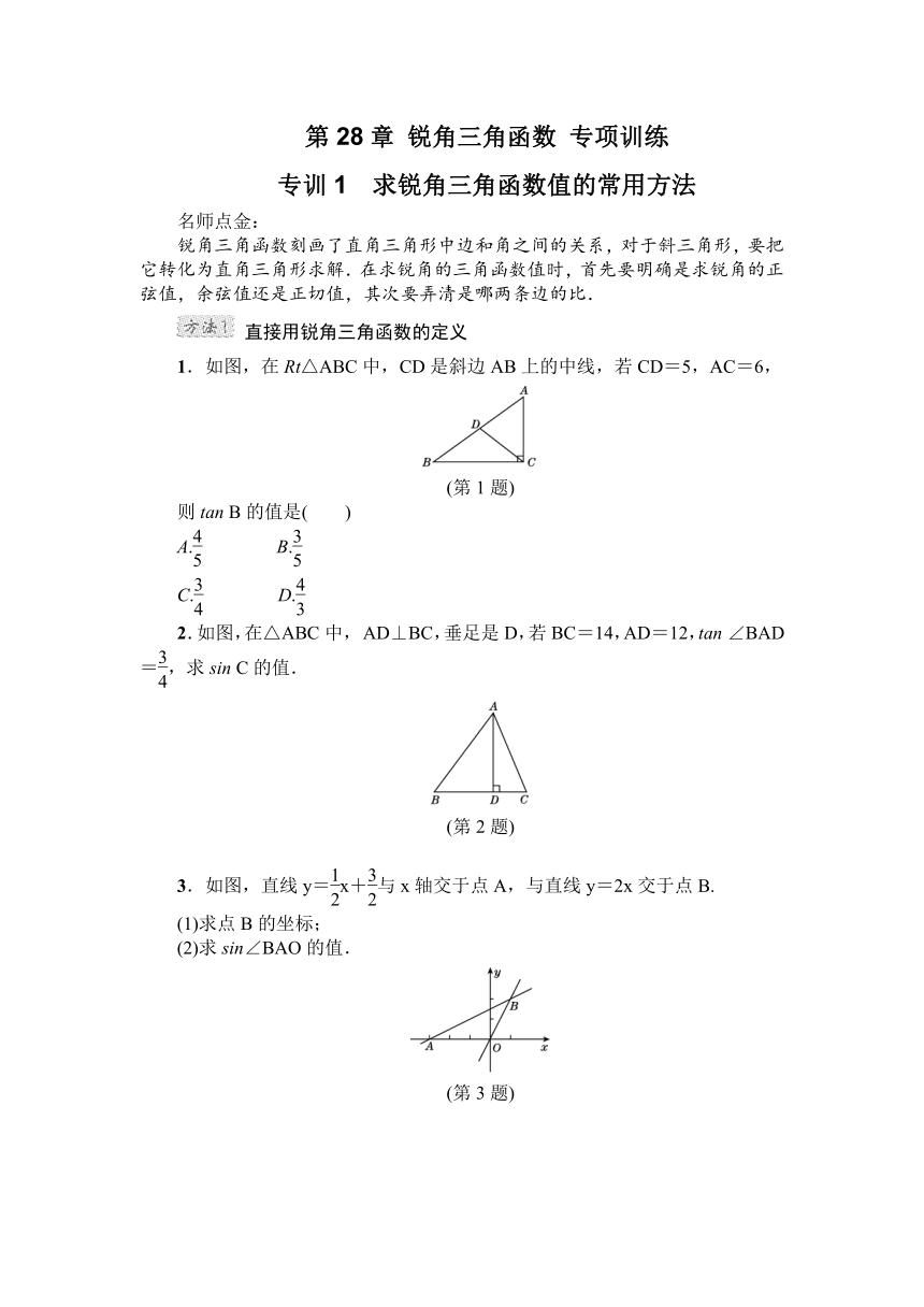 第28章 锐角三角函数 专项训练1（含答案）